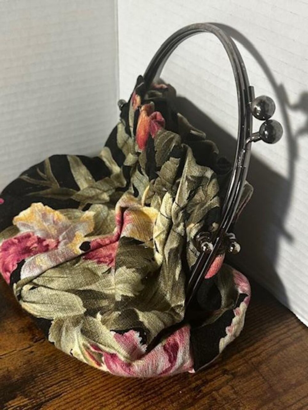 *Vintage aBBa Tropical Purse Kiss Lock Handbag WovenCotton Fabric Made In Hawaii